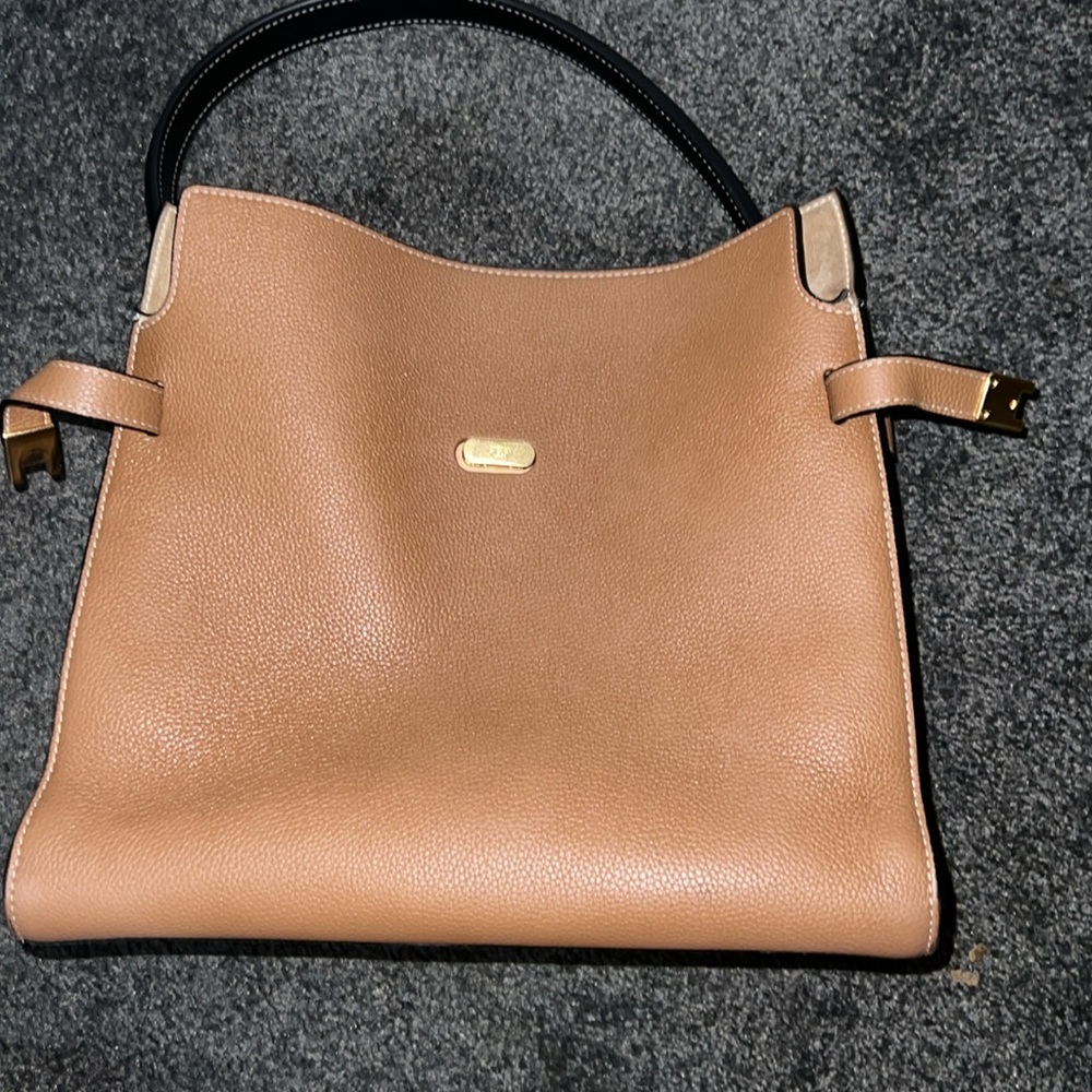 Tory Burch Brown Leather Shoulder Bag with Black Handles - Picture 7 of 16
